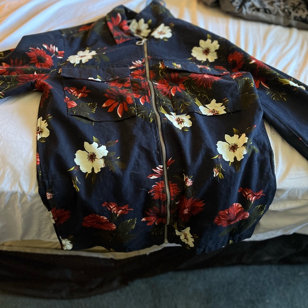 Floral men’s  Jacket - Black and Red